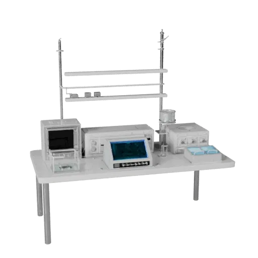 Модульная 3D-модель Ядро Прототипа Реактора, изометрический вид модульного набора, демонстрирующий чистый металл, настольные