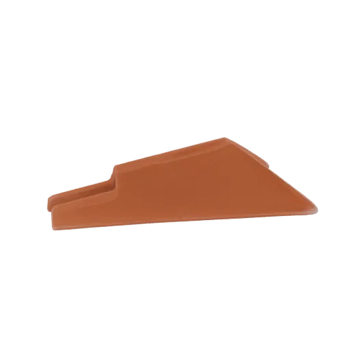 3D модель одиночной терракотовой черепицы с изогнутым профилем и теплым оранжево-коричневым цветом, изолированная на белом фо