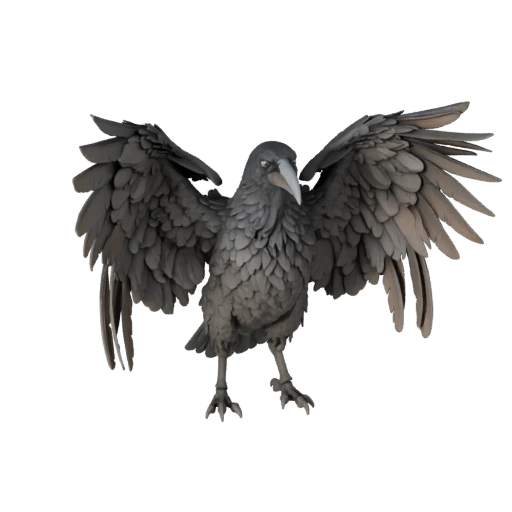 Реалистичная ворона 3D модель - rigged PBR ассет для игр | Royalty-Free