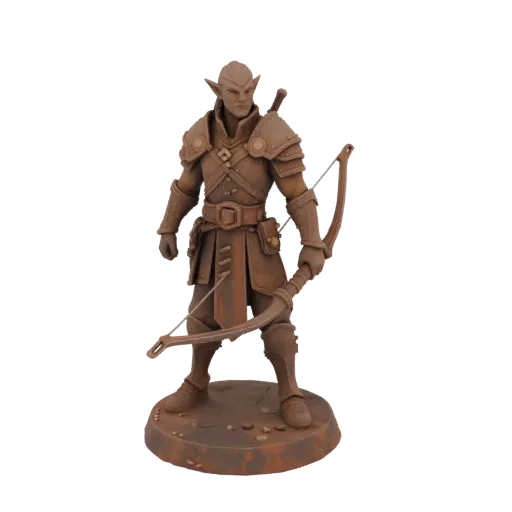 Фэнтезийный эльф-рейнджер Победа, миниатюра STL, трехчетвертной рендер для стола, миниатюра для схваток, пригодная для печати