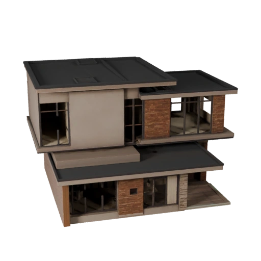 Современный дом 3D модель для Unreal - Asset для реального времени для сцен UE