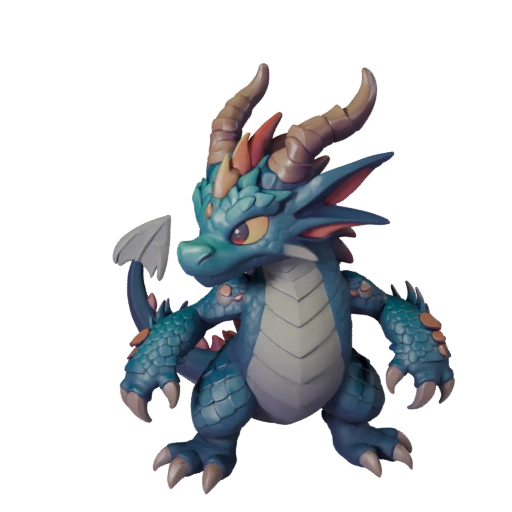 Мультяшный небесный дракон 3D модель - стилизованный ассет для анимации