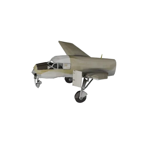 Низкополигональная 3D-модель самолета-грузовика времен Второй мировой войны, вид в игровом окне с трех четвертей, низкополиго