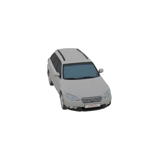 3D модель белого универсала Subaru Outback, вид сверху, на черном фоне.