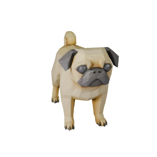Низкополигональный мопс собака 3D модель - Игровой ресурс Unity с FBX | Без роялти