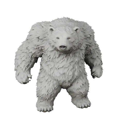 Высокополигональная 3D-модель белого медведя STL, изометрический вид, готовая к печати фигурка животного с объемом плеч, дета