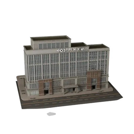 3D модель торгового центра, готовая к использованию в Unity, видовой экран движка Unity, показывающий общедоступные строитель