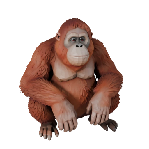 Низкополигональный 3D-модель орангутана - игровой ассет для Unity с FBX | PBR