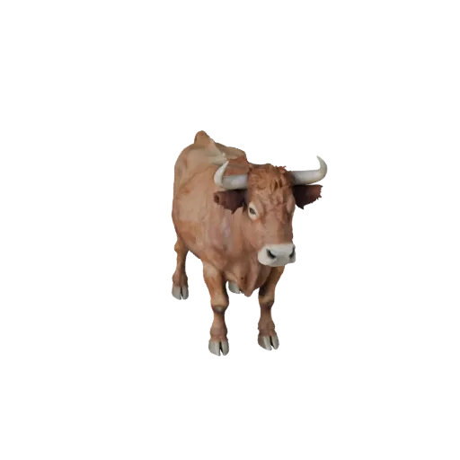 3D модель коровы, рендер дикой природы сбоку, готовый к работе в Blender ассет животного с силуэтом рогов или рожек, анатомие