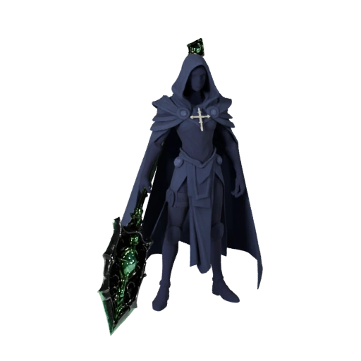 Киберпанк мистический клирик модель персонажа - с ригом