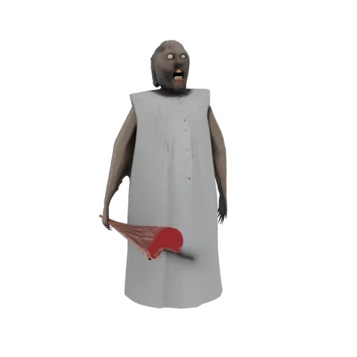3D модель хоррор-персонажа Бабушки в белом платье с оружием из сырого мяса.