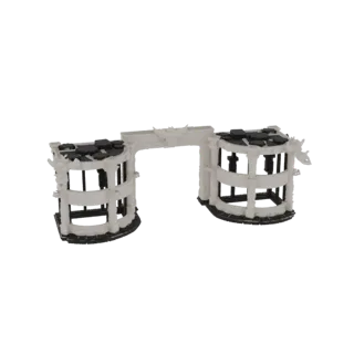 3D модель руинированной древней арки с колоннадой, сломанными колоннами и центральной аркой, на белом фоне.