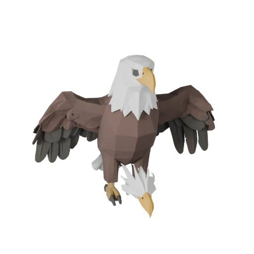 Низкополигональный 3D модель белоголового орлана - Игровой ассет для Unity с FBX | PBR