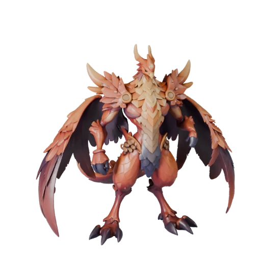 Мультяшный феникс 3D модель - стилизованный ассет для анимации | PBR