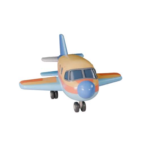 Modelo 3D de Avião de Desenho Animado para Jogos Estilizados Ativo PBR