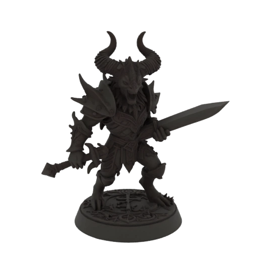 Миниатюра Демона-Рыцаря в стиле темного фэнтези STL