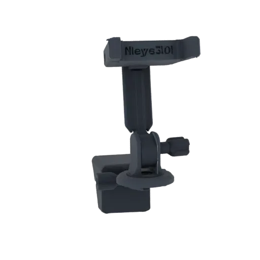 3D модель темно-серого регулируемого держателя для телефона с зажимом, гибким кронштейном и надежным захватом.