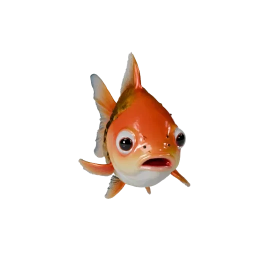 Мультяшная 3D-модель золотой рыбки, рендер дикой природы сбоку, стилизованный ассет животного с реакцией кожи под водой, толщ