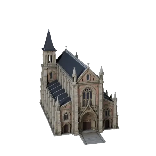Готовая к использованию в Blender 3D модель собора, вид рендера студии Blender, показывающий материалы общедоступного здания