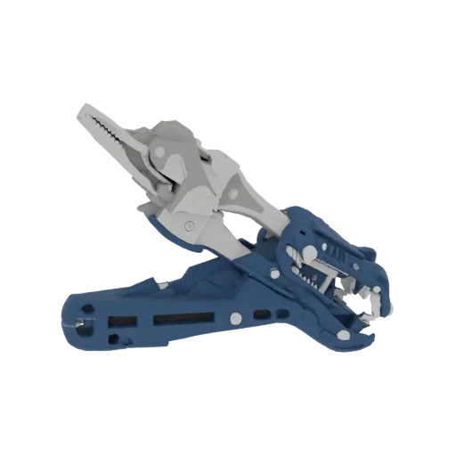 3D-модель клещей Knipex 9855, стилизованная под голову дракона, с синим основанием и серым механизмом