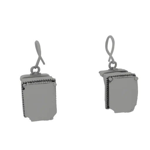 3D-модель серег-люстр для визуализации продукта, крупный план главного кадра, с чистой топологией и PBR-шейдингом на серьге.