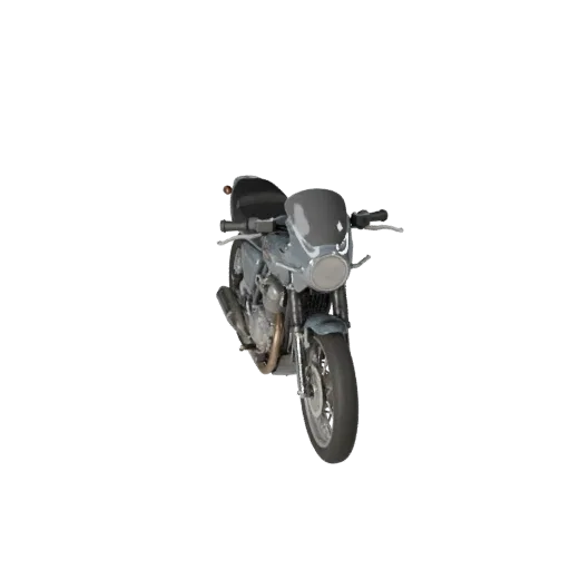 3D-модель винтажного мотоцикла, вид в три четверти в студии, готовое к анимации транспортное средство с классической геометри