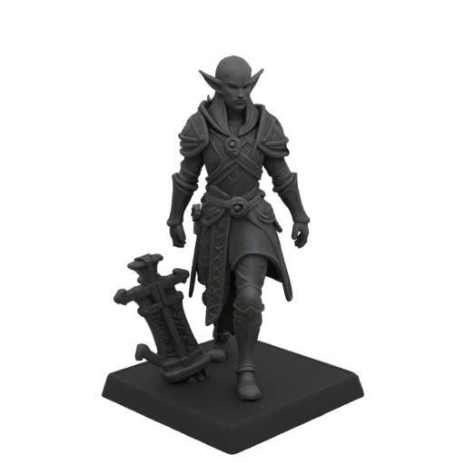 Средневековый эльф бард миниатюра STL