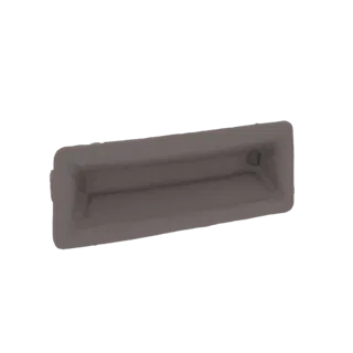 3D модель прямоугольной врезной ручки с матово-серой отделкой и фаской, показанная под небольшим углом.