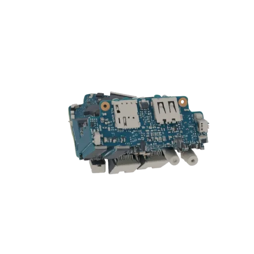 3D-модель платы Banana Pi M2+, показывающая синюю печатную плату с различными разъемами и компонентами.