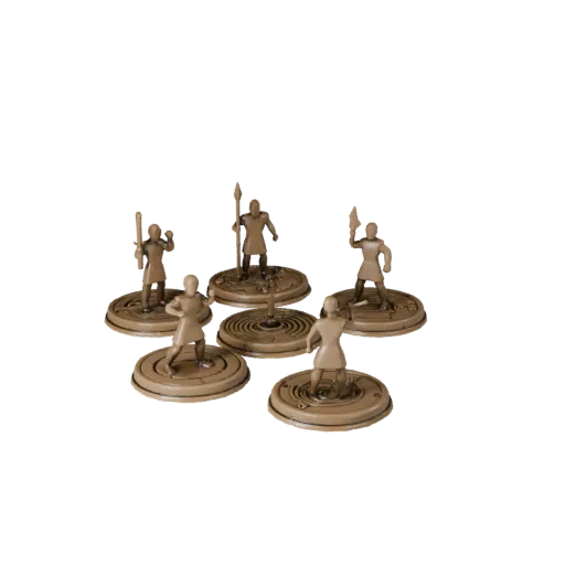 Предварительный просмотр 3D-модели Abstract Meeple Set STL, демонстрирующий масштаб, вид под углом три четверти