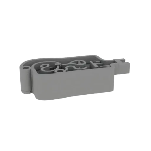 3D-модель серой металлической вставки литьевой формы для микрофлюидного чипа со спиральным каналом