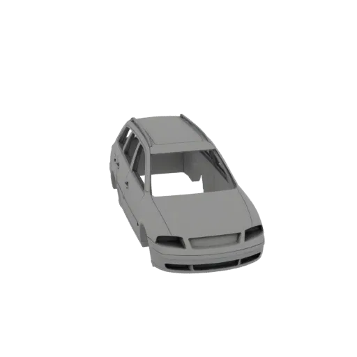 3D модель серого универсала Audi A6 C5 Avant, вид спереди три четверти на белом фоне.