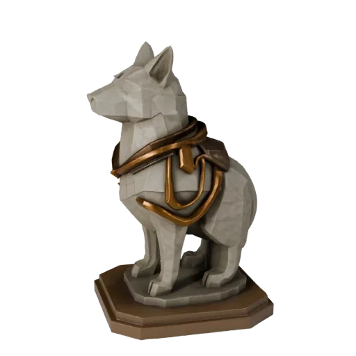 Низкополигональная 3D-модель садовой статуи животного, предпросмотр которой показывает силуэт, вид в три четверти, постамент