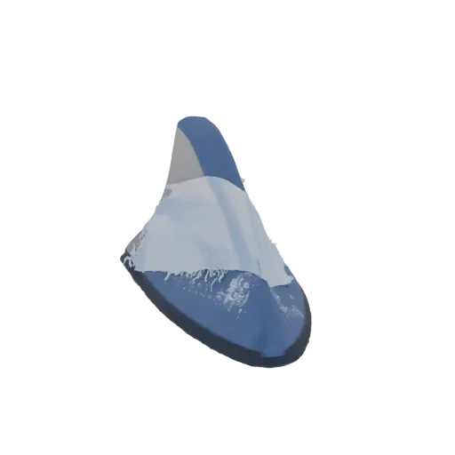 3D-модель абстрактной скульптуры, напоминающей драпированную ткань с текучими сине-белыми текстурами.