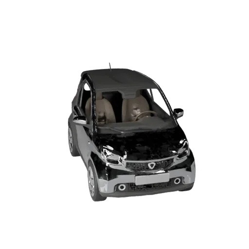 Низкополигональная 3D-модель компактного автомобиля, трехчетвертной игровой вид, низкополигональный ресурс транспортного сред