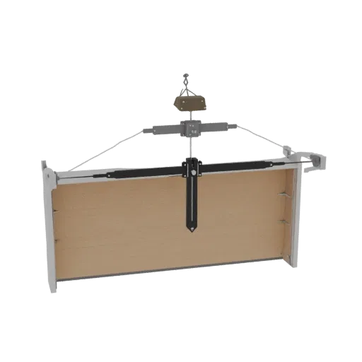 3D модель подъемно-поворотных ворот для гаража с двумя рычагами, имитация дерева и металла