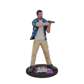 3D-модель Томми Версетти из Grand Theft Auto: Vice City в гавайской рубашке с пистолетом.