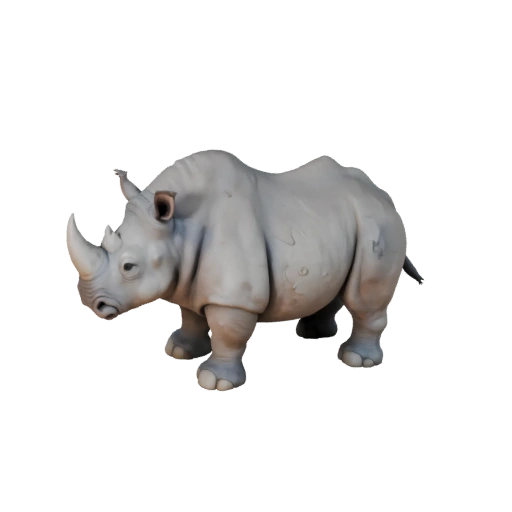Мультяшный белый носорог 3D модель - стилизованный ассет для анимации