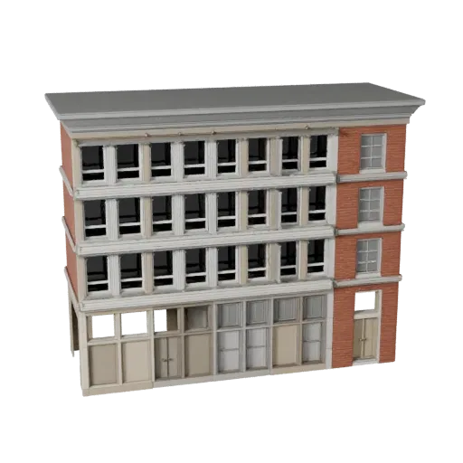 Модульный фасадный комплект, печатная STL 3D модель, изометрический вид, показывающий материалы модульного строительного комп