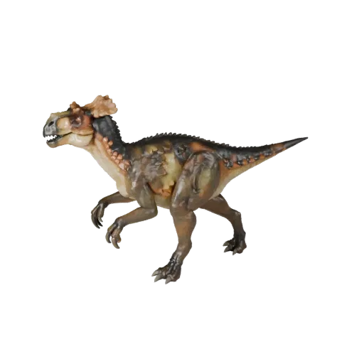 Низкополигональная 3D-модель Паразауролофа, вид сбоку игровой камерой, низкополигональный ассет животного с противовесом хвос