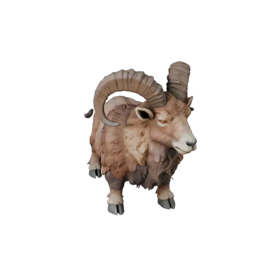 3D-модель ибекса STL, изометрический вид, готовая к печати фигурка животного с объемом груди, перерывами в копытах, размещени