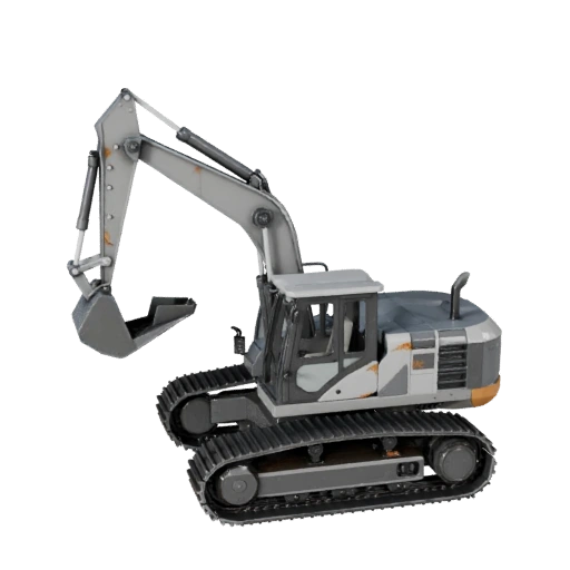 Низкополигональный 3D-модель экскаватора-погрузчика для Unity и Unreal