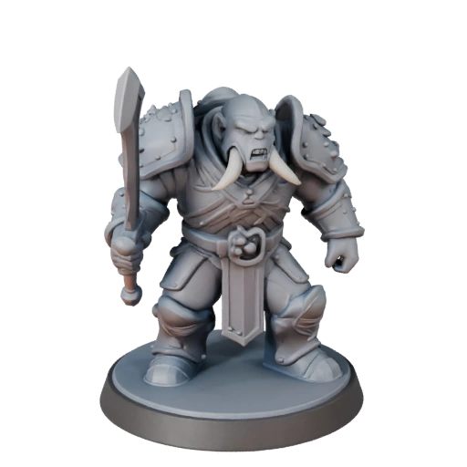 Printable Orc Warrior Miniature | STL Print Asset Pack
