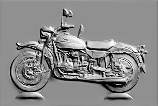 3D-модель барельефа мотоцикла Урал с коляской в монохромном исполнении