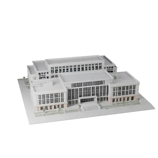 Печатная модель электрической подстанции STL 3D, изометрический вид, показывающий промышленные строительные материалы и архит