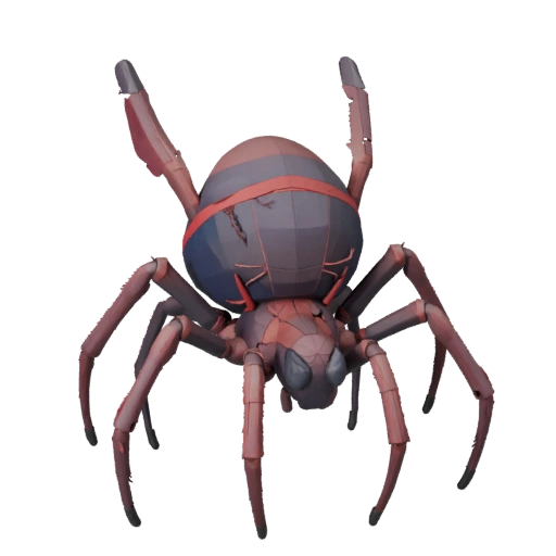 Мультяшный паук черная вдова 3D модель - стилизованный ассет для анимации