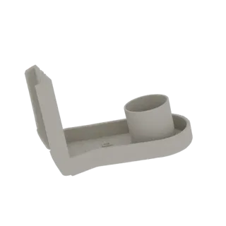 Рендер 3D модели современного органайзера для стола с цилиндрической подставкой для ручек и прямоугольным лотком для хранения