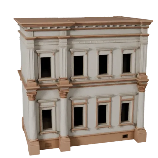 Классический фасад, готовый к использованию в Blender 3D модель, вид рендера студии Blender, показывающий материалы фасада зд