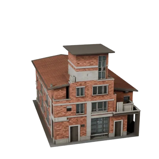 Пляжный дом 3D модель, готовая к Blender, вид рендера студии Blender, показывающий материалы жилого здания и архитектурные де