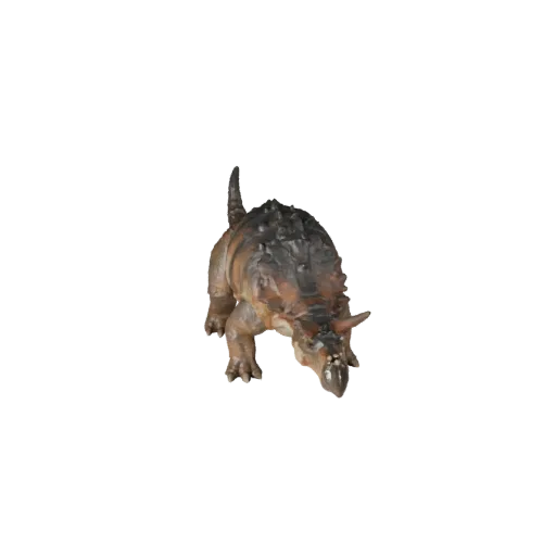 Низкополигональная 3D-модель Анкилозавра, вид сбоку игровой камеры, низкополигональный ассет животного с противовесом хвоста,